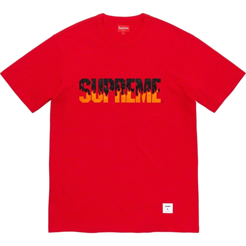 Supreme Flame S/S Top logo Short Sleeve Unisex Red FW19 size M